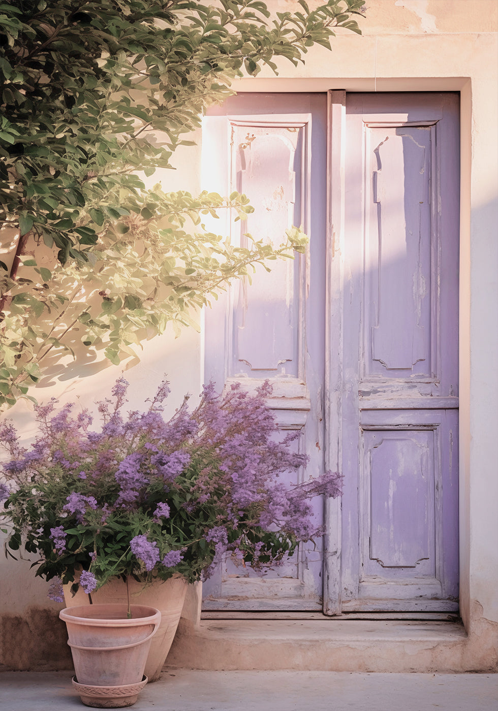 Purple Door with Flowers Plakat - Posterbox.dk