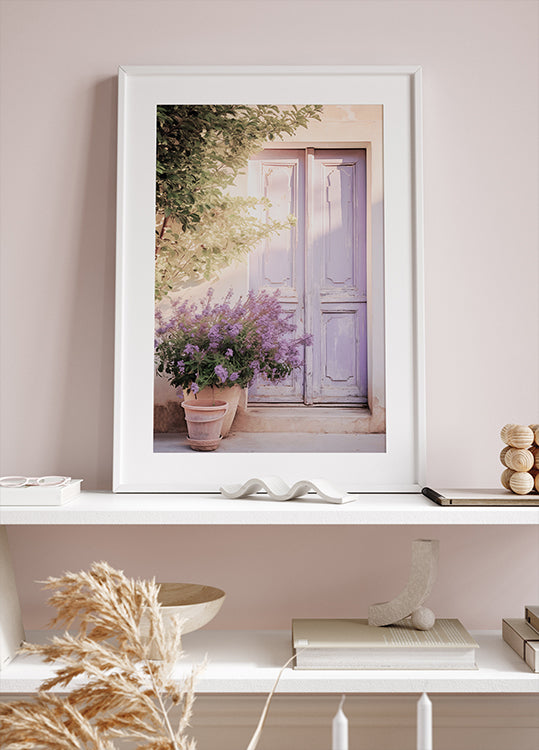 Purple Door with Flowers Plakat - Posterbox.dk
