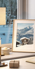 Quaint Snowy Cabin in Alpine Landscape Plakat - Posterbox.dk
