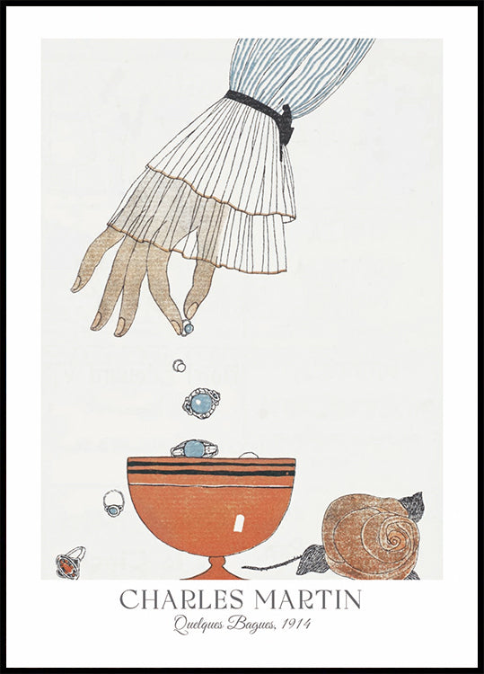 Quelques Bagues, Jewelry Illustration Charles Martin Plakat - Posterbox.dk