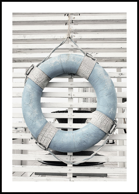 Retro Blue Lifebuoy Plakat - Posterbox.dk