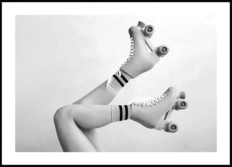 Retro Roller Skates, Black and White Aesthetic Plakat - Posterbox.dk