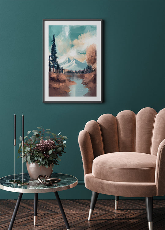 River in a Mountain Valley Plakat - Posterbox.dk