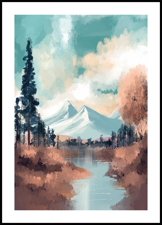 River in a Mountain Valley Plakat - Posterbox.dk