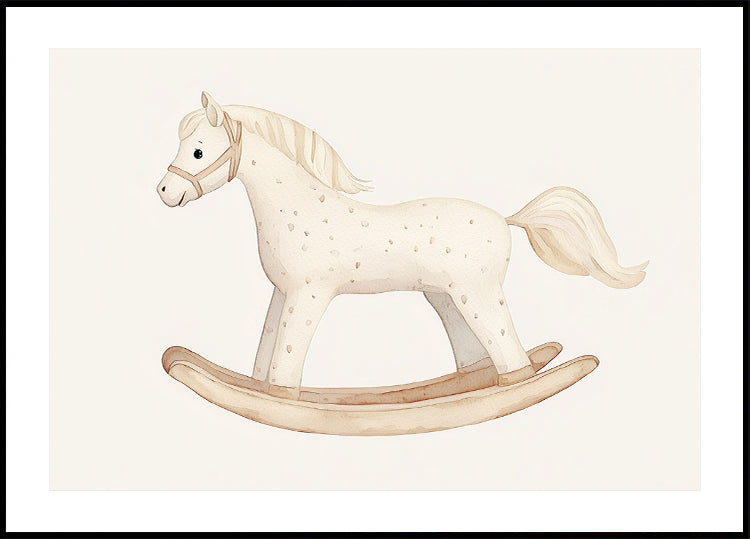 Rocking Horse, Vintage Toy, Minimalist Nursery Wall Art Plakat - Posterbox.dk