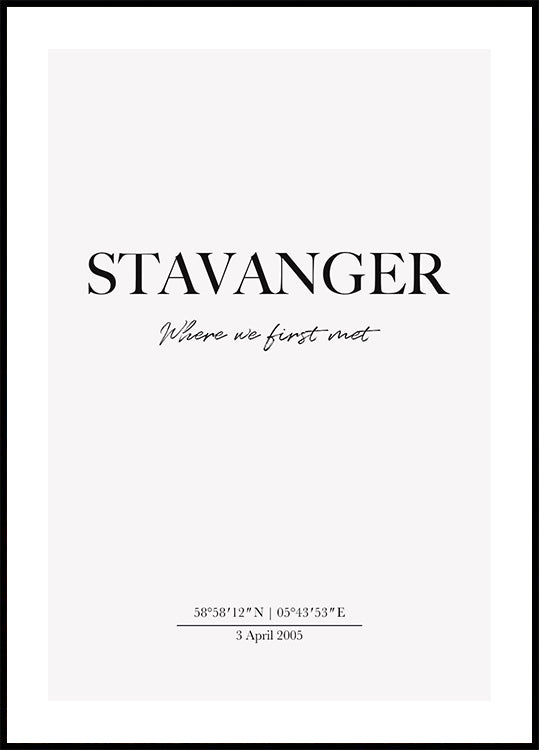 Romantic Coordinates, Where We First Met, Custom Location Plakat - Posterbox.dk