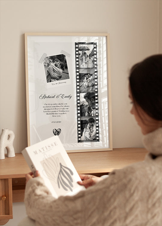 Romantic Couple, Black and White Photo Strip Plakat - Posterbox.dk