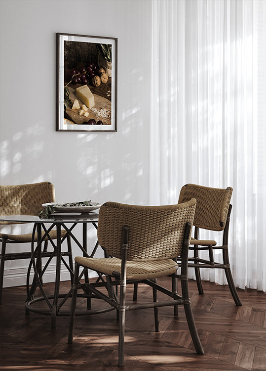 Rustic Cheese and Fruit Still Life Plakat - Posterbox.dk