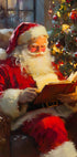 Santa Claus Reading a Book Plakat - Posterbox.dk