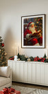 Santa Claus Reading a Book Plakat - Posterbox.dk