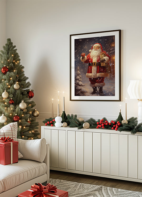 Santa Claus with Gifts Plakat - Posterbox.dk