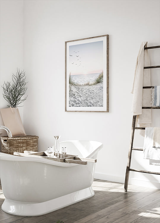 Seagulls and Sandy Beach Plakat - Posterbox.dk