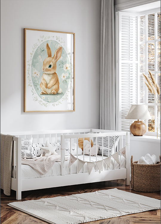 Sitting Baby Bunny With Blue Eyes Plakat - Posterbox.dk