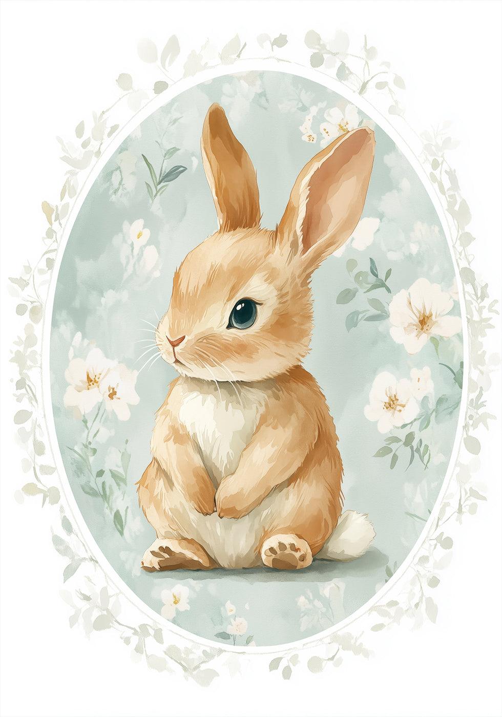 Sitting Baby Bunny With Blue Eyes Plakat - Posterbox.dk