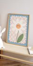 Smiley Flower On Pastel checkered Background Plakat - Posterbox.dk
