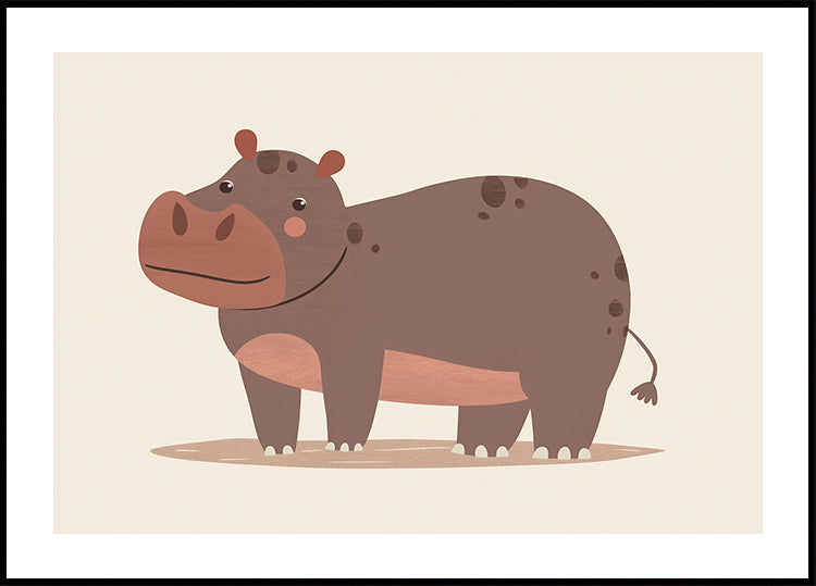 Smiling Brown Hippo In Mud Plakat - Posterbox.dk
