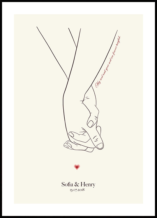 Souls Entwined in Time, Holding Hands Personalized Plakat - Posterbox.dk