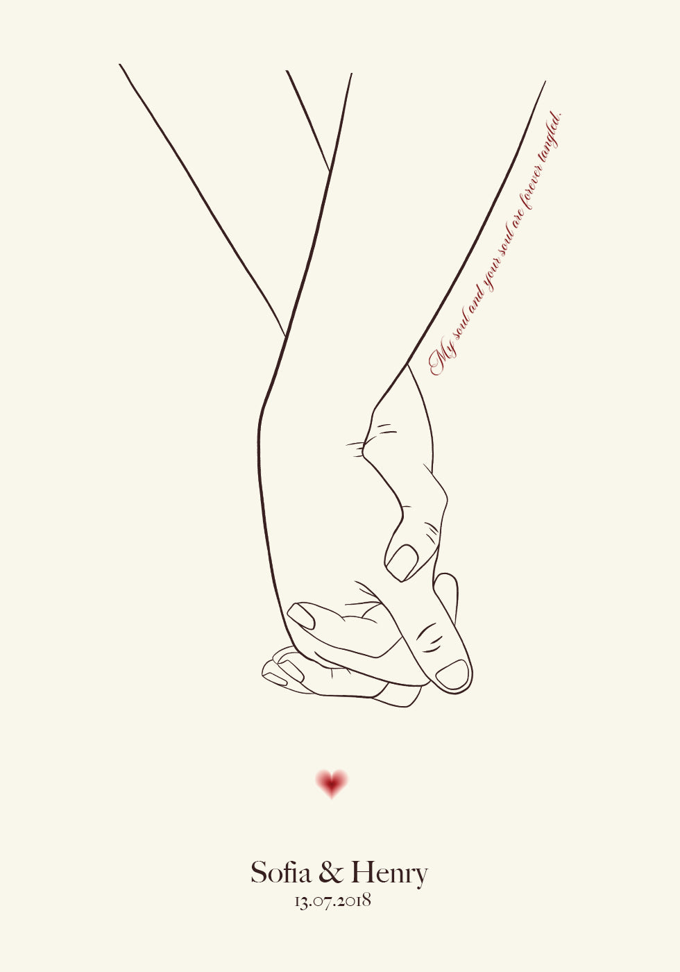 Souls Entwined in Time, Holding Hands Personalized Plakat - Posterbox.dk