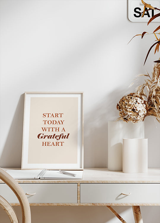 Start Today with a Grateful Heart Plakat - Posterbox.dk