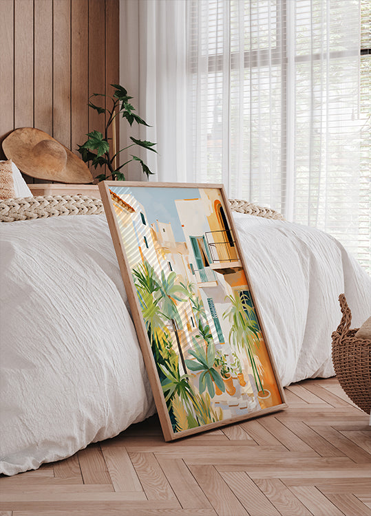 Sunlit Courtyard, Mediterranean terrace Plakat - Posterbox.dk