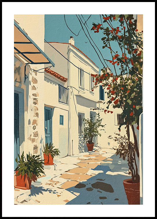 Sunny Mediterranean Alley Plakat - Posterbox.dk