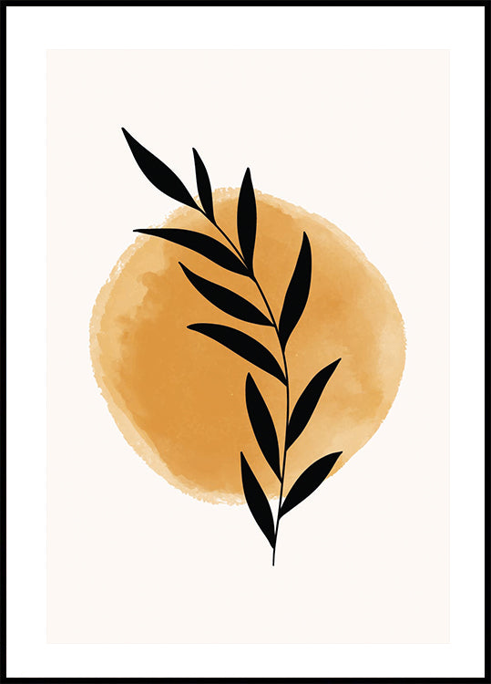 Sunrise Branch, Minimalist Botanical Sun Plakat - Posterbox.dk
