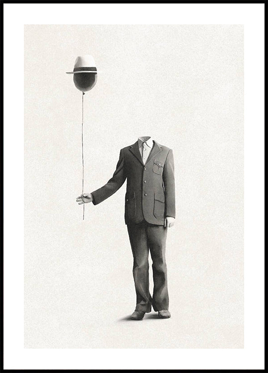 Surreal Absence, headless man with balloon head Plakat - Posterbox.dk