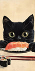 Sushi Lover Cat, Japanese-Inspired Feline Art Plakat - Posterbox.dk