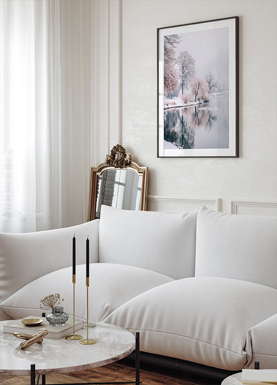 Swans on a Winter Lake Plakat - Posterbox.dk