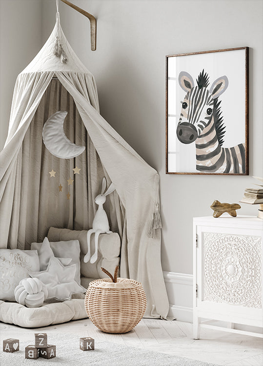 Sweet Zebra With Lashes Plakat - Posterbox.dk