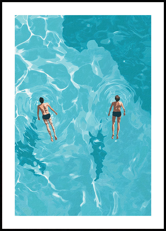 Swimmers in Blue Sea Plakat - Posterbox.dk