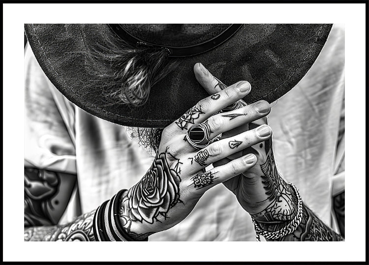Tattooed Hands and Hat Plakat - Posterbox.dk