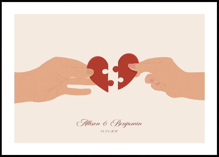 The Missing Piece of Us, Two halves of a Heart Personalized Plakat - Posterbox.dk