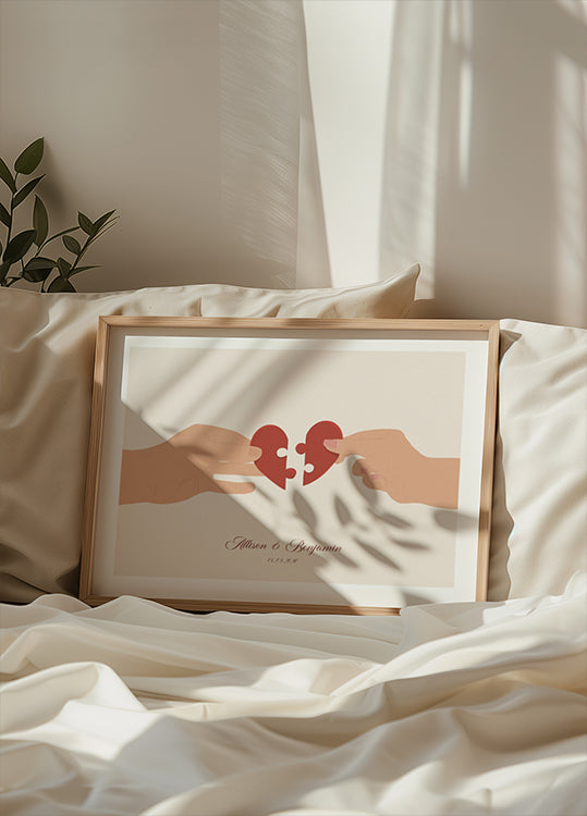 The Missing Piece of Us, Two halves of a Heart Personalized Plakat - Posterbox.dk