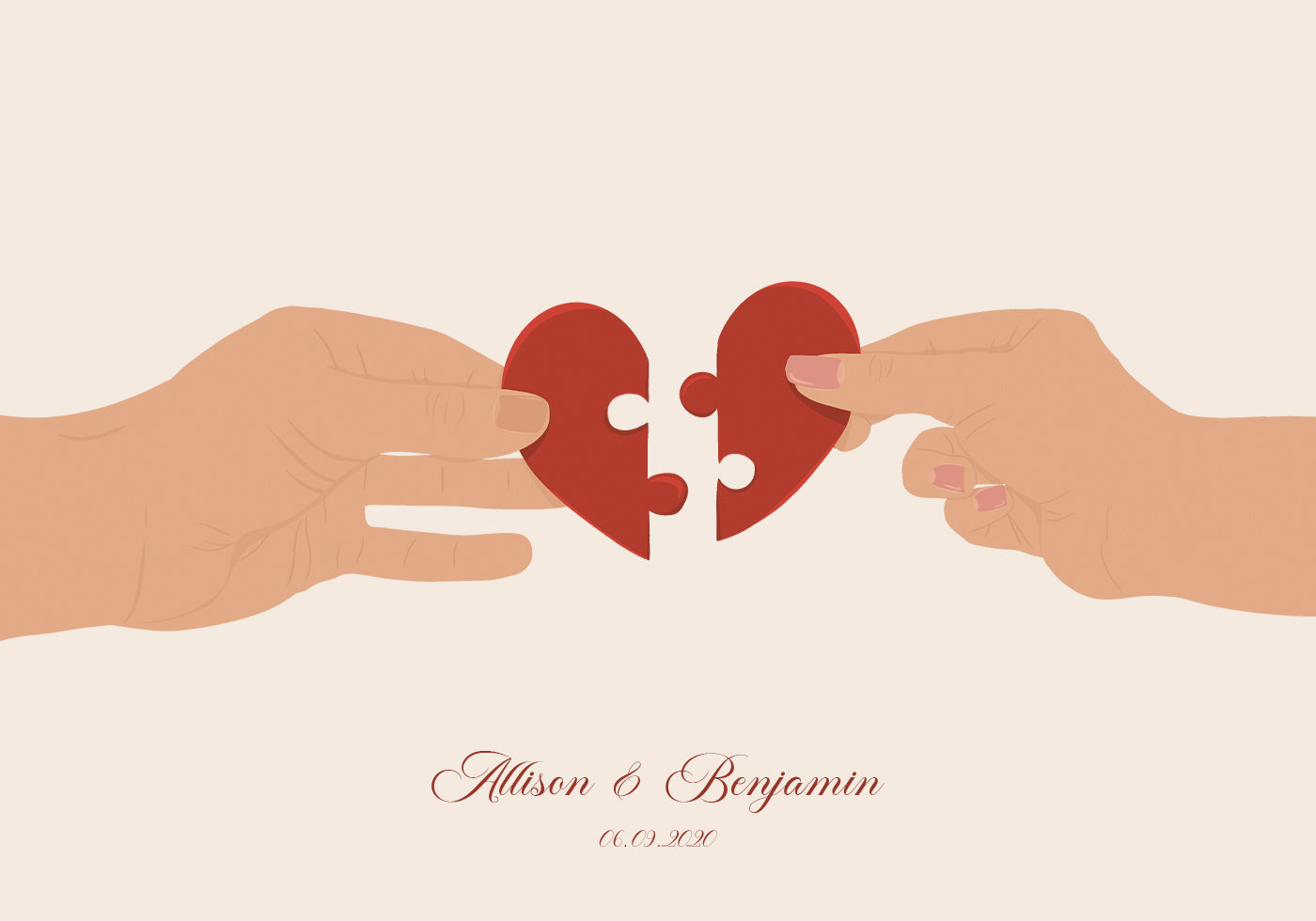 The Missing Piece of Us, Two halves of a Heart Personalized Plakat - Posterbox.dk