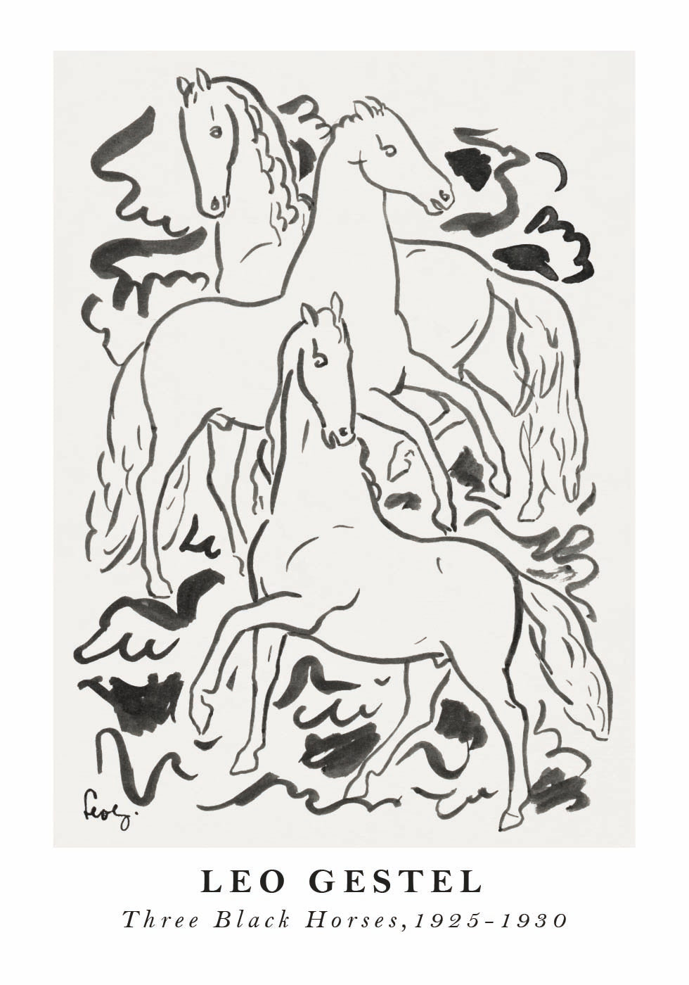 Three Black Horses, Leo Gestel Plakat - Posterbox.dk