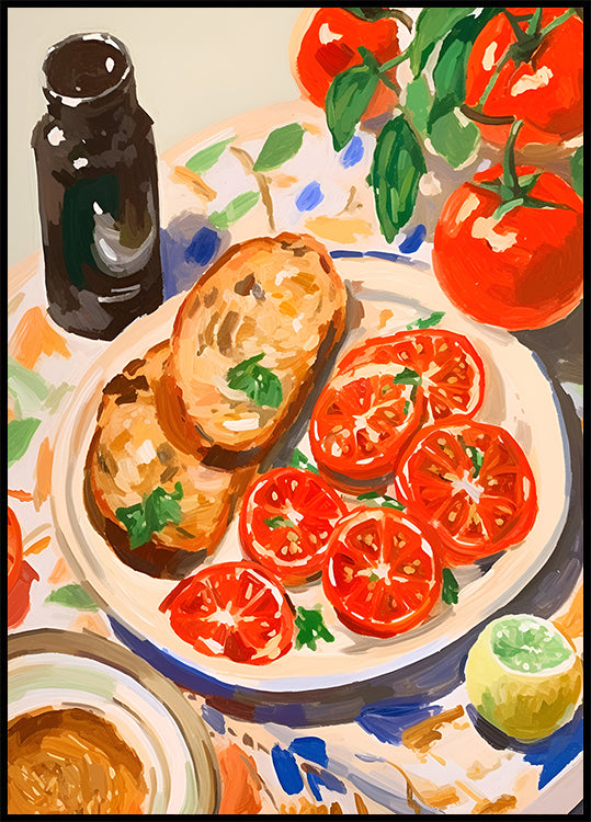 Tomatoes and Toast, Mediterranean kitchen Plakat - Posterbox.dk