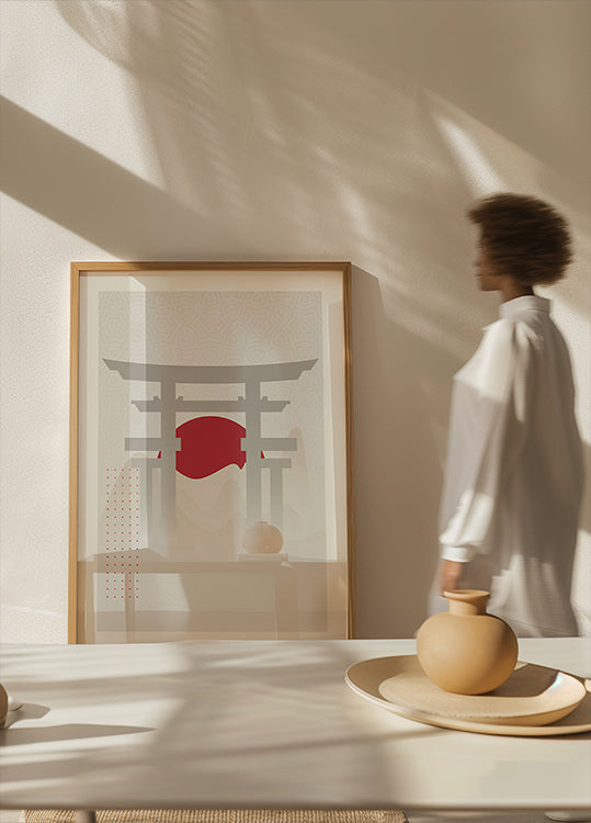 Torii Gate Red Sun Plakat - Posterbox