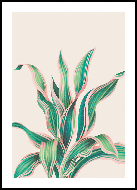 Tropical Green Pink Plant Plakat - Posterbox.dk