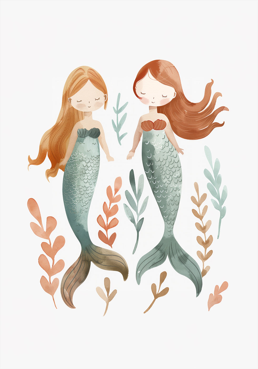 Twin Mermaids, underwater girls Plakat - Posterbox.dk