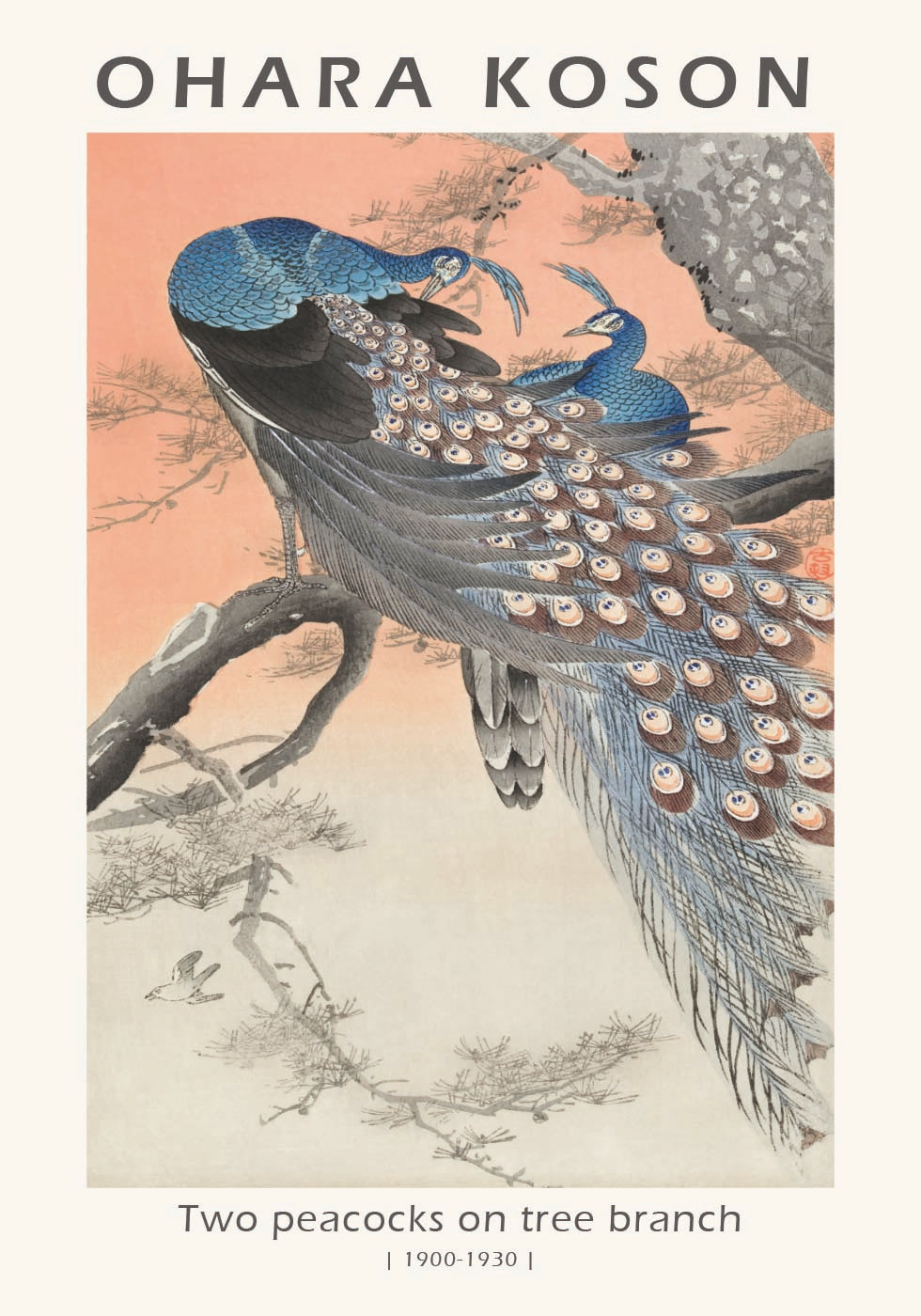 Two Peacocks, Japanese Woodblock By Ohara Koson Plaklat - Posterbox.dk