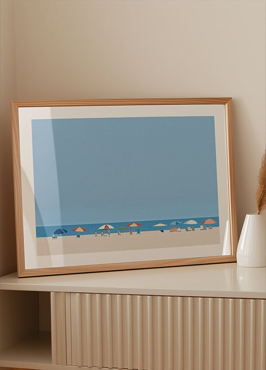 Umbrellas on the Shore Plakat - Posterbox.dk