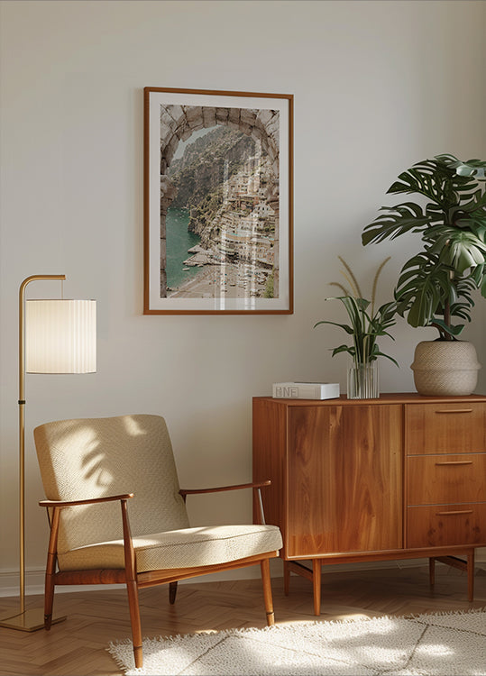 View of Amalfi Coast, Mediterranean Village Plakat - Posterbox.dk