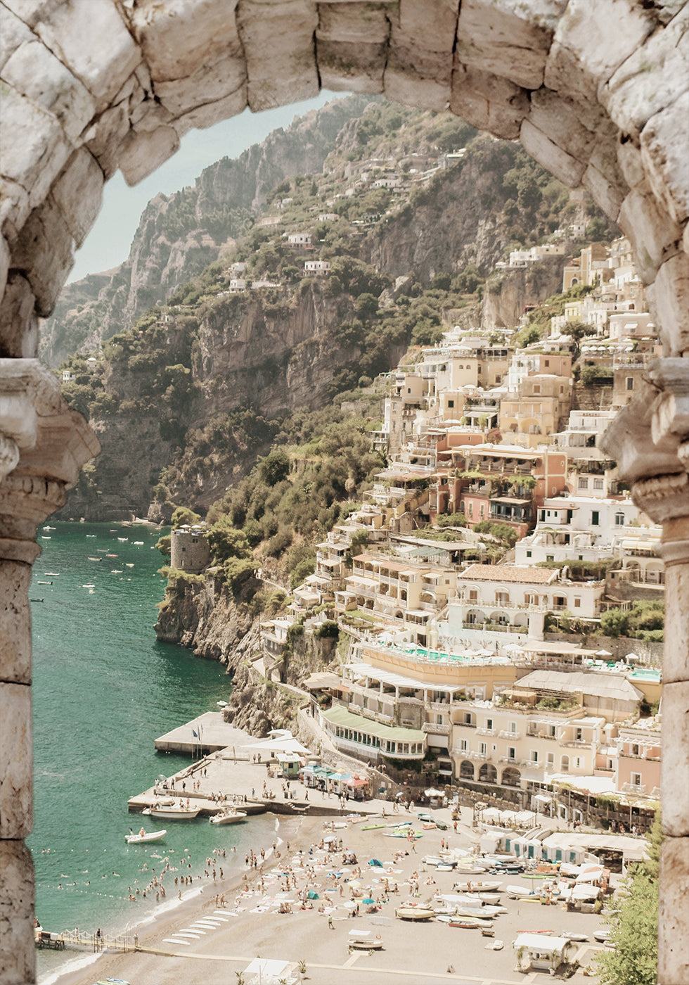 View of Amalfi Coast, Mediterranean Village Plakat - Posterbox.dk