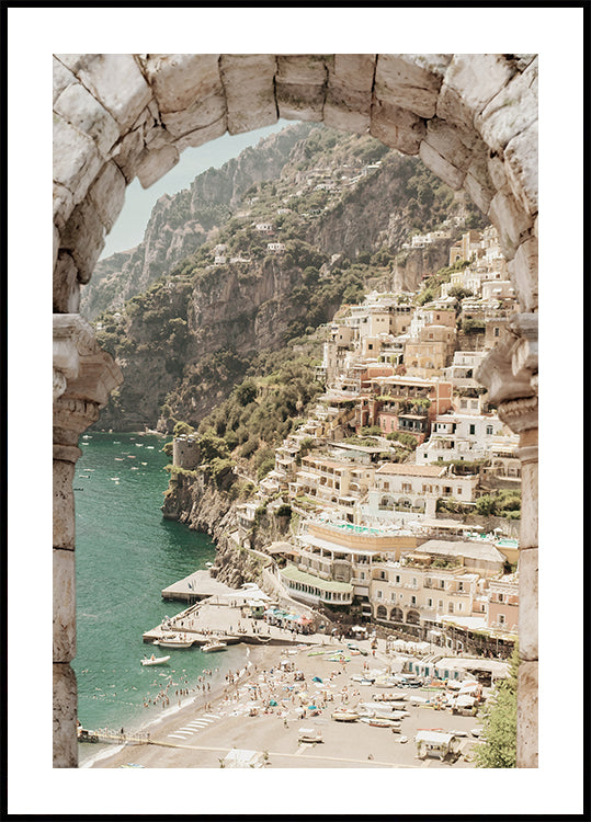 View of Amalfi Coast, Mediterranean Village Plakat - Posterbox.dk
