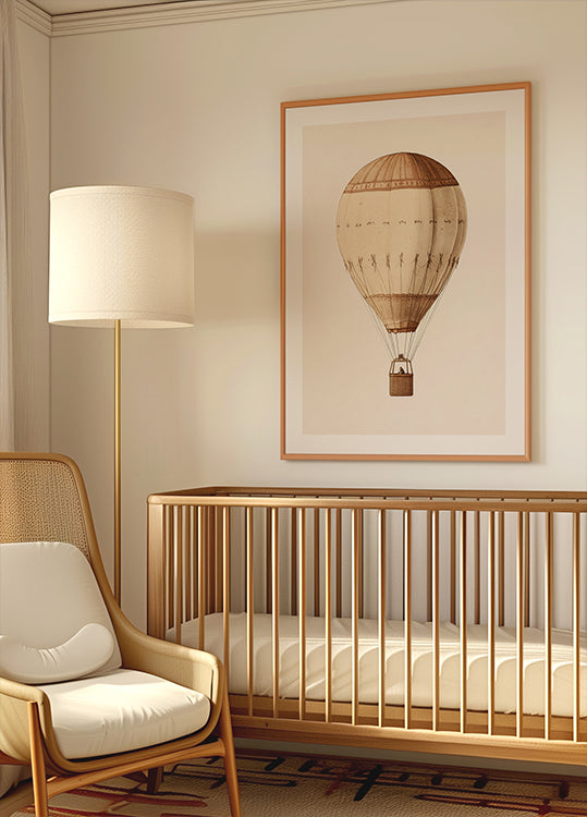 Vintage Air Balloon, Sepia Travel Adventure Plakat - Posterbox.dk