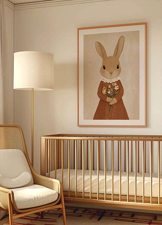 Vintage Bunny with Flowers Plakat - Posterbox.dk