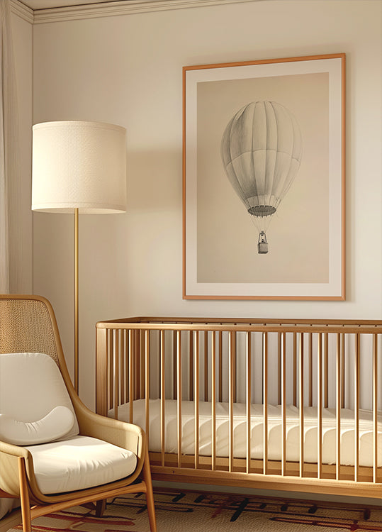 Vintage Hot Air Balloon Sketch Plakat - Posterbox.dk