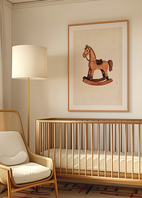 Vintage Rocking Horse Wooden Toy Plakat - Posterbox.dk