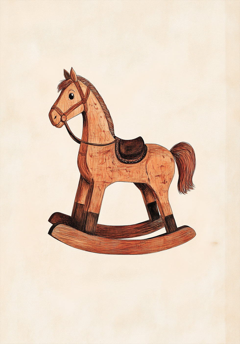 Vintage Rocking Horse Wooden Toy Plakat - Posterbox.dk